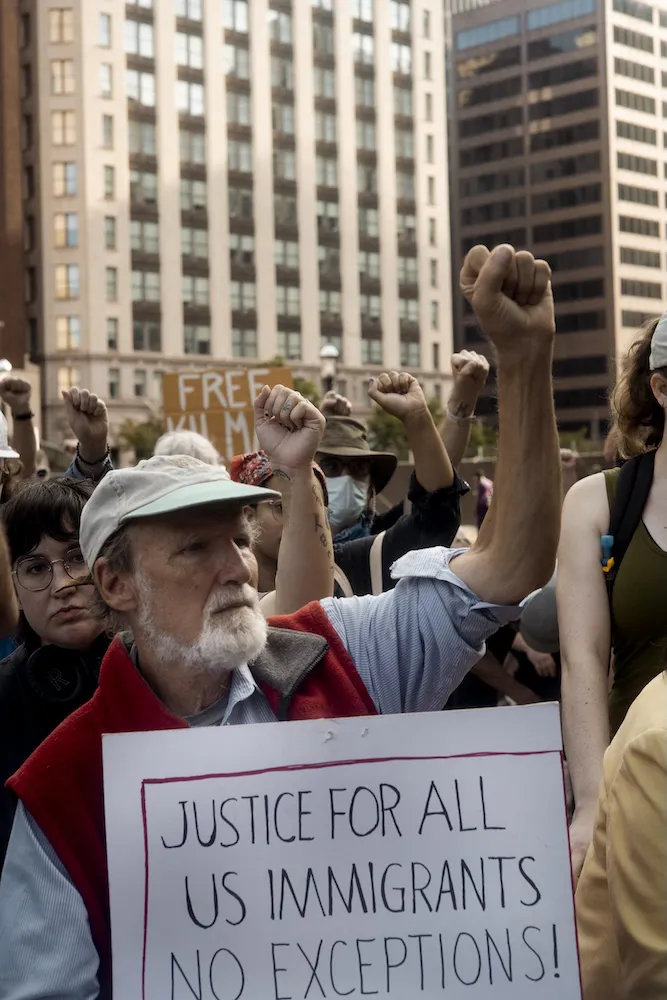 Demonstrators rally in support of Kilmar Abrego Garcia, facing deportation to Uganda