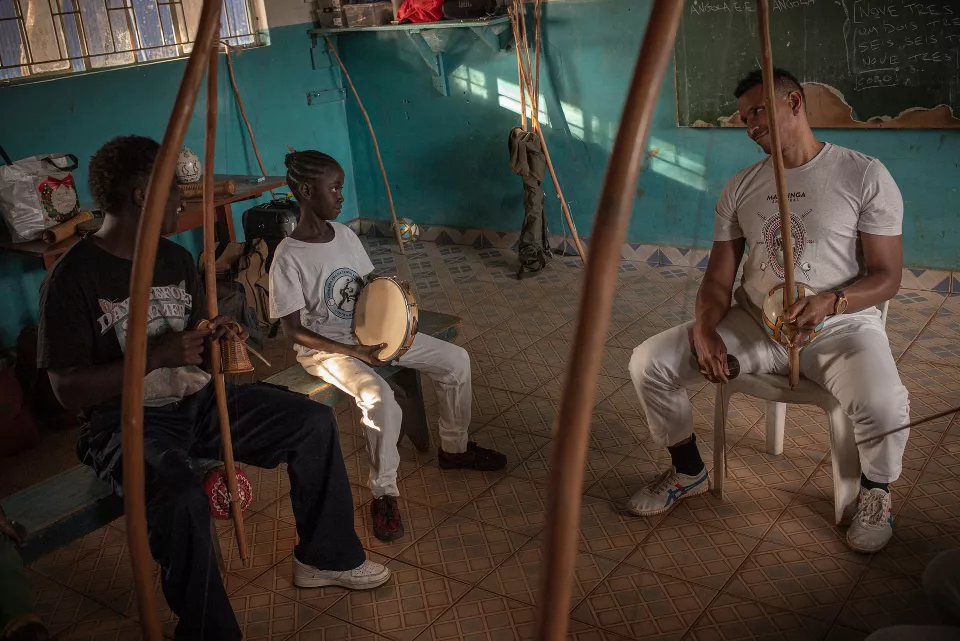 Indoor capoeira training session
